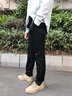 皮爾卡丹（pierre cardin）高端男士休閑褲秋冬季款修身直筒彈力褲子新款簡(jiǎn)約黑色百搭男褲 黑色 厚款 33 【推薦140-150斤】 曬單實(shí)拍圖