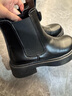 啄木鳥(niǎo)品牌厚底真皮煙筒靴女2025秋冬新款平底馬丁靴加絨短靴靴子 黑色【絨里】 37 標準碼 曬單實(shí)拍圖