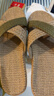 啄木鳥(niǎo)純麻草編織亞麻拖鞋男女吸汗防臭室內復古涼拖居家四季靜音 軍綠交叉 28 (42~43碼) 曬單實(shí)拍圖