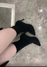 卡帝樂(lè )鱷魚(yú)（CARTELO）黑色高跟短靴女2026新款尖頭細跟顯瘦小碼磨砂絨面彈力靴子瘦瘦靴 黑色6厘米 38 曬單實(shí)拍圖