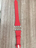 ROMISS適用于iwatch蘋(píng)果手表表帶apple watch S11/10/9/8/7表帶意大利荔枝紋真皮腕帶高級感輕奢手表鏈 胭脂紅（小蠻腰女款） (L) 44/45/46/49表盤(pán)通用-銀色表 曬單實(shí)拍圖