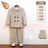 溫格奧新款兒童西裝冬季加絨男童禮服花童西服套裝保暖主持人服裝王子服 加絨卡其5件套 110 cm建議體重30-38斤 曬單實(shí)拍圖