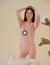 海瀾之家秋衣秋褲女士100%純棉秋冬季全棉抗菌打底保暖內衣圓領(lǐng)棉毛套裝 【10A抗菌-100%純棉】淺粉 L 165/95(建議100-116斤) 曬單實(shí)拍圖