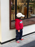 嘟嘟家兒童衛衣學(xué)院風(fēng)春款男童紅色長(cháng)袖春季女童連帽衣服寶寶童裝洋氣潮 卡蘭達紅 90 曬單實(shí)拍圖