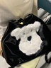 天丂可愛(ài)西高地托特包包女2025新款潮韓國學(xué)院風(fēng)雙肩背包大容量電腦包 黑色亮面白熊包 曬單實(shí)拍圖