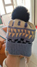 七色紡兒童毛線(xiàn)帽冬季保暖防風(fēng)防寒針織帽護耳男女童帽子 奶白拼卡其色 曬單實(shí)拍圖