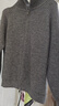 針織衫毛衣女翻領(lǐng)秋冬雙拉鏈感加厚針織開(kāi)衫外套女士純色上衣 灰色 3XL 曬單實(shí)拍圖