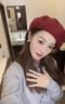 鑫諾翔毛呢帽子女士貝雷帽秋冬百搭畫(huà)家帽蓓蕾帽毛呢禮帽冬天時(shí)尚南瓜帽 皮粉 均碼 曬單實(shí)拍圖