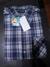 大嘴猴（paul frank）長(cháng)袖襯衫男士外套男秋季潮牌痞帥格子襯衣男裝上衣 藏青格紋 L 曬單實(shí)拍圖
