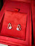 Jay小葫蘆珍珠耳環(huán)女瑪瑙紅色耳夾復古耳釘耳飾新年禮物送女友 耳釘（淡水珍珠+925銀針） 曬單實(shí)拍圖