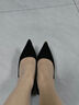 藍晨語(yǔ)依（LANCHENYUYI）法式尖頭高跟鞋女2026春季新款氣質(zhì)淺口黑色工作百搭細跟單鞋 黑色（絨面） 35 曬單實(shí)拍圖