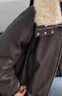 鴨鴨短款皮衣羽絨服女2025年冬季新款時(shí)尚百搭休閑寬松潮流皮夾克外套 咖色 M (160) 曬單實(shí)拍圖