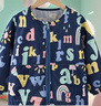 卡梵黎（KafanIi）中大童套服罩衣寶寶秋冬上衣兒童防水防臟圍裙男女孩護衣外套 XW字母藍色 110 【建議2-3歲】 曬單實(shí)拍圖