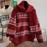 蘑菇同學(xué)大碼女裝2025新款過(guò)年紅色帶圍巾毛衣女秋冬大碼胖mm設計感復古提 紅色 均碼 【建議90-140斤】 曬單實(shí)拍圖
