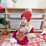 班喜迪嬰兒衣服冬裝嬰幼兒連體衣新中式寶寶周歲禮服冬季小月齡外出爬服 紅色 80cm 曬單實(shí)拍圖