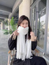 DFBK圍巾冬季女士感情侶加厚保暖百搭米白色2025新款仿羊絨圍脖男 奶白色 曬單實(shí)拍圖