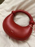 MUVA原創(chuàng  )設計小眾珠珠包手提女紅色小包包小拎包真皮月牙包可斜挎 派對紅（中號） 曬單實(shí)拍圖
