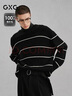 GXG男裝 商場(chǎng)同款100%羊毛黑白條紋毛衫男通勤 黑色 175/L 曬單實(shí)拍圖