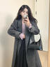 GARNUO赫本風(fēng)黑灰色雙面羊毛大衣女2026秋冬季新款小個(gè)子高級感毛呢外套 深灰色 S 【80-110斤】 曬單實(shí)拍圖