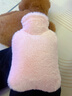 ?加厚防爆?熱水袋 可愛(ài)毛絨暖手暖水袋 熱敷暖腰暖腹暖手暖腳 胭脂粉兔毛絨布套 小號暖手款【500ml】隨機顏色內膽 曬單實(shí)拍圖