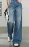 逸陽(yáng)逸陽(yáng)全棉闊腿牛仔褲女2025年春季新款寬松顯瘦闊版拖地長(cháng)直筒褲子 牛仔藍 27 曬單實(shí)拍圖