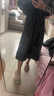 賞峰2025秋冬高腰PU皮洗水皮裙半身裙松緊腰寬松中長(cháng)款A字裙傘裙 3311黑色背心 M 曬單實(shí)拍圖