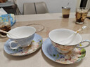 英式咖啡杯套裝歐式骨瓷紅茶杯子碟創(chuàng  )意下午茶茶具陶瓷 藍色白壁2杯2碟2勺 曬單實(shí)拍圖