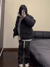 燦圖國潮復古hiphop羽絨棉服男冬季高街潮流刺繡字母棉衣保暖棉襖外套 黑色 XL 曬單實(shí)拍圖