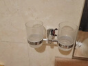 摩恩（MOEN）浴室牙刷杯架玻璃漱口杯套裝衛生間壁掛式情侶雙杯架全銅五金掛件 A6雙杯架套裝 曬單實(shí)拍圖