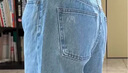 優(yōu)衣庫合作款女裝直筒牛仔褲/水洗產(chǎn)品休閑褲子25春夏新款476209 63 天藍色 28 /160/70A 曬單實(shí)拍圖