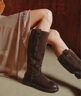 百麗復古西部靴女冬季商場(chǎng)同款高筒靴E6G1DDG5 啡色 37 曬單實(shí)拍圖
