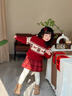 女童新年衣服冬裝2025新款女孩紅色毛衣圣誕氛圍感裙子套裝拜年服 紅色加厚套裝【毛衣+短裙】 150 曬單實(shí)拍圖