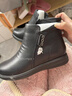 紅蜻蜓秋冬老人棉鞋厚絨保暖皮鞋短靴中老年防滑女靴WTC43709黑色37 曬單實(shí)拍圖