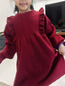左西女童紅色連衣裙兒童冬季2025新款女孩大童新年服荷葉裙 紅色 120 曬單實(shí)拍圖