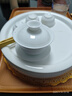 恒古（Heregur）潮汕功夫茶具整套家用泡茶套裝10英寸圓形青花陶瓷茶盤(pán)潮州小型現代簡(jiǎn)約中式復古 純白-10英寸8件套蓋碗裝 曬單實(shí)拍圖