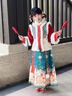 安妮優(yōu)兒（Anneyol）漢服女童冬季2025新款兒童國風(fēng)冬裝拜年服古風(fēng)加絨加厚古裝馬面裙 紅色套裝【上衣+裙子】 140 曬單實(shí)拍圖
