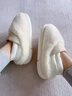 日本月子鞋冬季孕產(chǎn)婦保暖加絨加厚底產(chǎn)后防滑棉拖鞋軟底包跟鞋 奶油白 35-36 36-37(適合) 曬單實(shí)拍圖