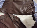 MAGIOPY品牌高端女裝高檔外套女士冬季新款可卸毛領(lǐng)加絨短款皮夾克上衣 咖色+咖毛領(lǐng) M 【建議80斤-110斤】 曬單實(shí)拍圖