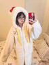 浪莎（LangSha）連帽可愛(ài)卡通HelloKitty印花珊瑚絨睡衣女秋冬季保暖家居服套裝冬 白色套裝 -0°C以下保暖不掉毛 L 曬單實(shí)拍圖