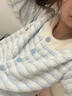 另塵2025新款睡衣女款秋冬季半邊絨長(cháng)袖條紋藍色女士大碼珊瑚絨家居服 D25041 藍色條紋開(kāi)衫套 M 曬單實(shí)拍圖