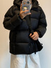 京多夢(mèng)加厚短款獨特好看外套女2026春季新款連帽小個(gè)子面包棉服 黑色 M （85-105斤） 曬單實(shí)拍圖