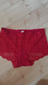金三塔商場(chǎng)同款金三塔桑蠶絲真絲內褲女士中腰透氣蕾絲花邊平角內褲 大紅 1條 XL 曬單實(shí)拍圖