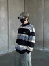 情侶裝2026秋冬美式仿貂毛彩色條紋拼接外套不規則撞色開(kāi)衫毛衣服 男女同款外套 L 曬單實(shí)拍圖