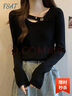 FSAT大碼慵懶風(fēng)軟糯毛衣女春秋內搭外穿套頭寬松針織衫打底衫胖mm上衣 黑色 XL 110-120斤 曬單實(shí)拍圖