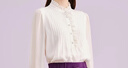 拉珂蒂（La Koradior）【桑蠶絲】商場(chǎng)同款時(shí)尚白色長(cháng)袖襯衫女氣質(zhì)春 白色 M 曬單實(shí)拍圖