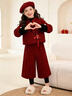 女童國風(fēng)紅色撒銀小香風(fēng)加絨套裝2025新款冬裝年服新中式加厚冬裝 新年紅色加絨套裝【上衣+褲子】 150 曬單實(shí)拍圖