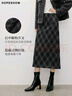 紅袖（hopeshow）撞色格紋半身裙2025冬季新款女裝復古風(fēng)氣質(zhì)百搭顯瘦輕熟直筒裙 藏青格915 M 曬單實(shí)拍圖