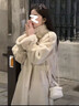 皮爾卡丹（pierre cardin）高級感毛呢外套女秋冬季新款加厚保暖風(fēng)衣中長(cháng)款呢子大衣毛毛外套 S 曬單實(shí)拍圖