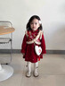 G.duck女童冬季加絨新中式紅色拜年服連衣裙女寶寶秋冬保暖中國風(fēng)公主裙 紅色(送包包) 90 cm （建議80-90cm1-2周歲） 曬單實(shí)拍圖