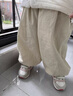 papa爬爬春季兒童褲子男女童百搭寬松純棉親膚長(cháng)褲洋氣 米白 110 曬單實(shí)拍圖